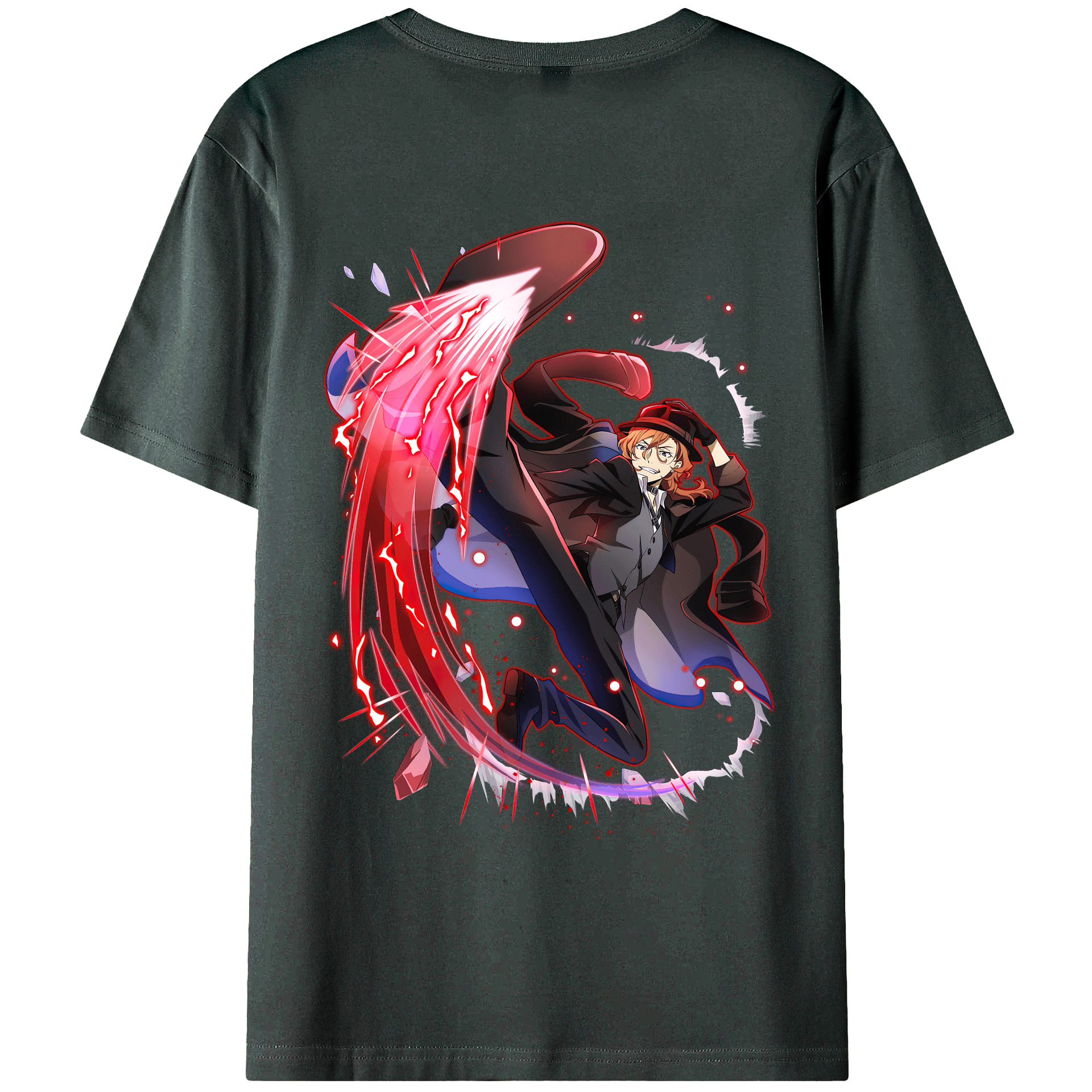 （画像用） 文豪ストレイドッグス Bungo Stray Dogs 綿100％ メンズ半袖Tシャツ（バックプリント） 通気性